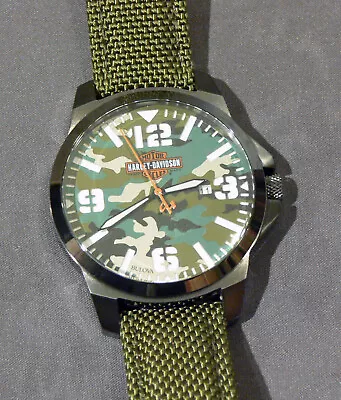 Harley-davidson Bulova Man's Camo Pfint Stainless Steel Wrist  Watch • $90