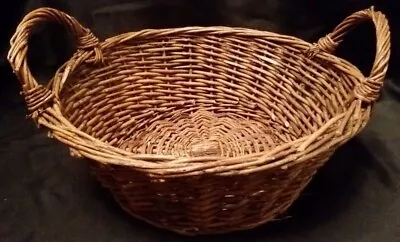 Vtg Primitive 12  Vine Twig Grass Basket With Handle Egg Berry Basket  • $10.44
