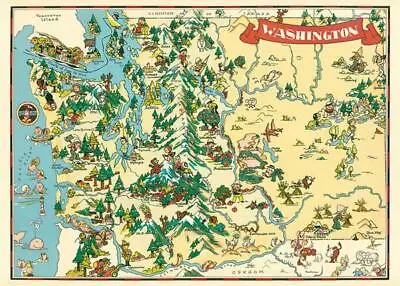 Cavallini & Co. Washington Map Decorative Paper Sheet / Poster  • $10.95