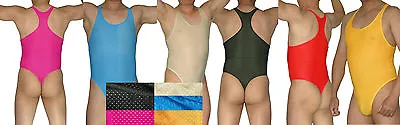 G3028 E Mens Thong Bodysuit Leotard Eyelet Jacquard Swimwear Tricot  • $16.99