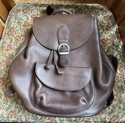 EDDIE BAUER Vintage Brown Leather Backpack Rucksack School Work Bag • $54.99