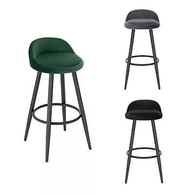 1/2/4/6x Bar Stool With Backrest Footrest Velvet High Counter Barstool Café Pub • £40.99