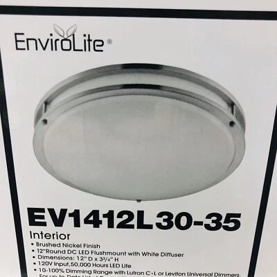 £22.76 • Buy ENVIROLITE LED LOW PROFILE CEILING Light FIXTURE, BRUSHED NICKEL, 12    *NEW*