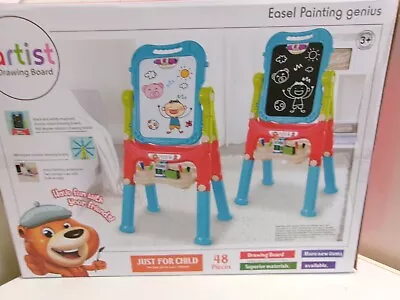 £39.99 • Buy Childrens Double Sided Folding Magnetic Drawing Board Easel Colour Chalk