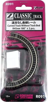 ROKUHAN Z Gauge R091 Curved Track Without Track Bed R45mm 180 Degree (2pcs) • $19.99
