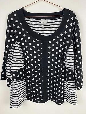 TS Taking Shape Knit Jumper Size S Plus Black White Spotted Casual Jersey Top • $16.88