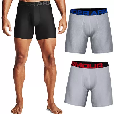 Under Armour Mens Tech 6In 2 Pack Fitted Boxer Shorts • £32.42
