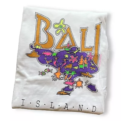 Vintage Bali Island Shirt 80s Tshirt Large Unisex Travel Souvenir Neon Colors • $15