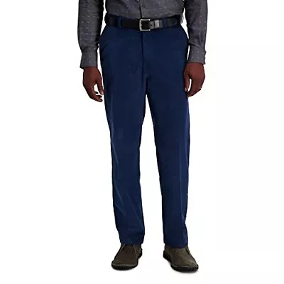 Haggar Mens Stretch Corduroy Expandable Waist Classic Fit Flat Front Casual • $10.99