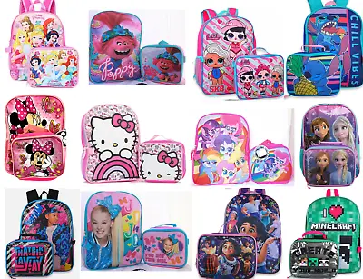 Little Girls School Backpack Lunch Box Set Large Cartoon Book Bag Kids Children  • £23.74