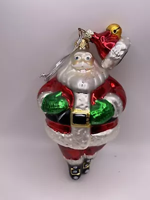 Vintage Mercury Glass X-Large Santa Stocking  Cup 6” Christmas Ornament Poland • $22