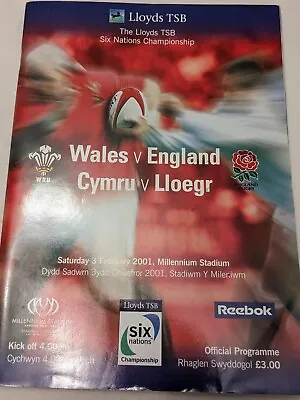 Wales V England 3 February 2001 Rbs Six Nations Rugby Official Match Programme • £2