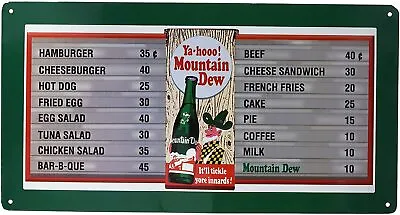 MOUNTAIN DEW 9 X 16 INCH TIN SIGN MENU BOARD DO THE #DEW #TINSIGN DINER DRIVE IN • $23.92