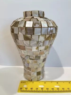 Mosaic Capiz Shell Mother Of Pearl Glass Vase Stunning Mosaic Design • $25.99