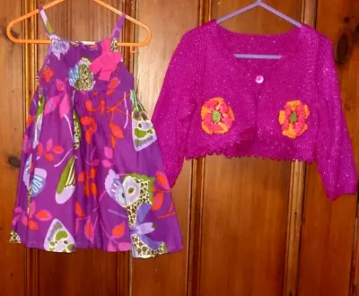 £7 • Buy Baby Girl 12-18 Mths. George Butterfly Print Sundress With Sparkle Knit Cardigan