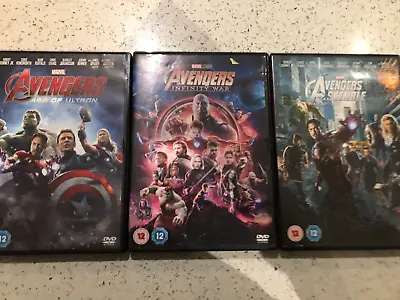 3 DVDs - MARVEL AVENGERS ASSEMBLE - AGE OF ULTRON - INFINITY WAR • £2.95