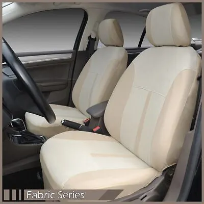 Pair Of Tan Fabric Car Seat Covers Compatible For Volkswagen (Video) • $19.99