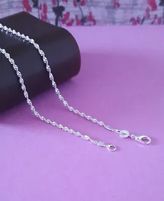 18  925 Sterling Silver Filled Water Wave Chain Necklace For Girls Women UK • £3.59