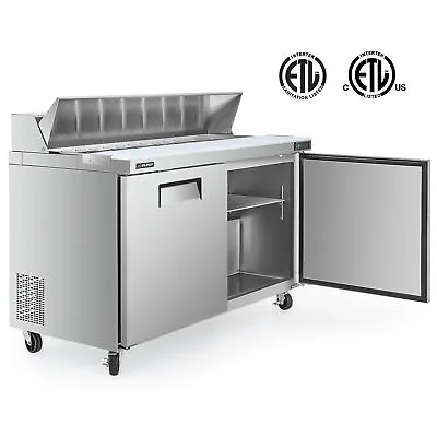 61  Cooler ETL 2-Door Refrigerated Commercial Salad Sandwich Prep Table 16-Pans • $2199.99