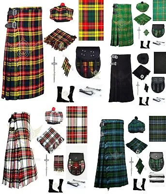 Scottish Highland Traditional Handmade Men's 8 YARD TARTAN KILT And Accessories • $104.50