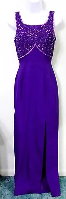 Vintage ALYCE 2 Purple PROM Formal Gown Beaded Dress Pageant Glamour Costume • $19.95