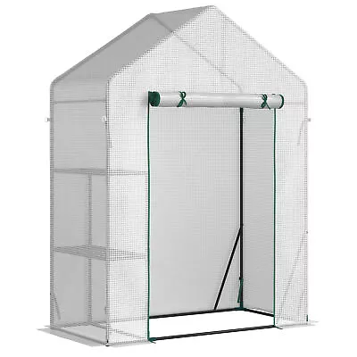 Outsunny Greenhouse For Outdoor Portable Gardening Plant Grow House W/ Shelf • £35.99