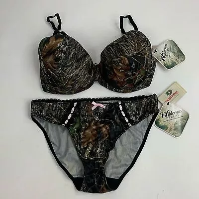 Mossy Oak Wilderness Dreams Swim Wear Set Camouflage Padded Bra 38D/Large NWT • £28.37