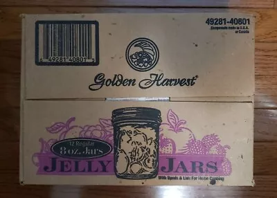 Golden Harvest 2000 Jelly Jars 8oz Set Of 12 W/ Lids Fruit Canning Unopened Box • $20