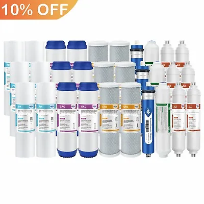 6 Stages PH Reverse Osmosis Water Filter Set W/ 36/50/75/100/150 GPD RO Membrane • $34.19