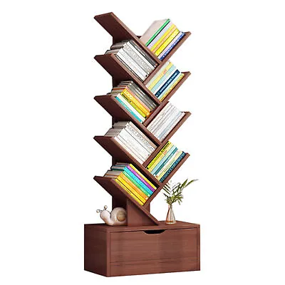 Tree Bookshelf 9-Tier Book Storage Organizer Shelves Wood Tree Bookcase Display • £32.99