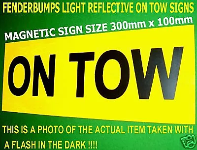 On Tow Reflective Magnetic Flexible Rubber Plate Recovery Towing Vehicle Sign • £8.99