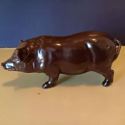 Vintage Ceramic Pig Hog Farm Animal Dark Brown 7.5  • $4.99