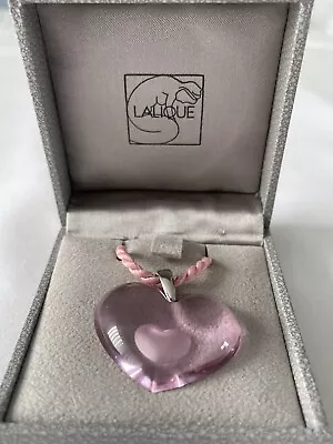 LALIQUE Pink Double Heart Pendant Necklace BOXED With Certificate • £79.99