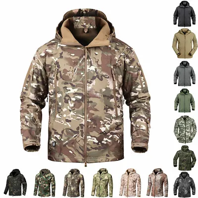 Windproof Mens Tactical Jacket Soft Shell Fleece Military Casual Coat Waterproof • $39.15