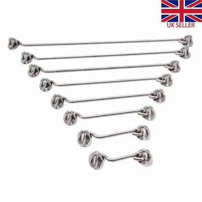 Stainless Steel Cabin Hook And Eye Latch Silent Lock Holder Shed Gate Door Catch • £4.59