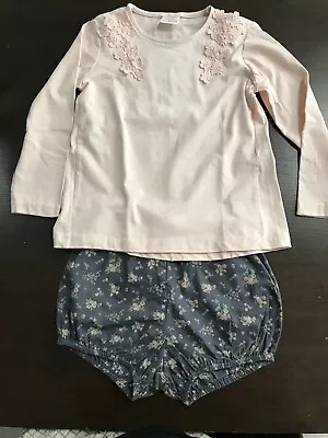 Baby Girl New Outfit: Zara  Top/tshirt And Little Cotton Clothes Shorts/bloomers • £8.50