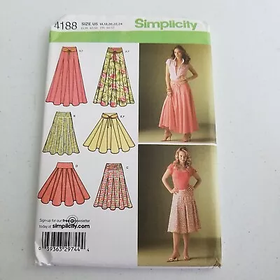 Simplicity Sewing Pattern Aline Twirl Maxi Skirt 4188 Womens 16 18 20 22 24 • $16.39