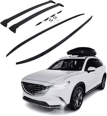 4Pcs Roof Rack Side Rails + Cross Bars For 2016- 2023 Mazda CX-9 CX9 Black  • $245.85