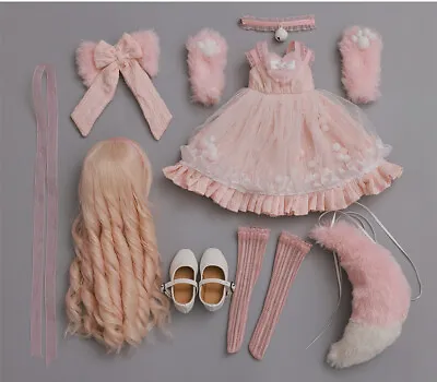 New Pink Doll Dress Clothes Wig Shoes For 1/4 BJD MSD Doll Serin & Rico • $19.99