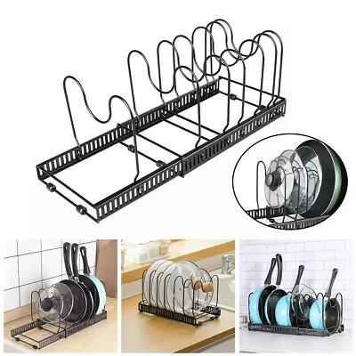 Stretchable Lid Pan Plate Organizer Shelves Dish Drain Rack Shelf Storage Holder • £9.95