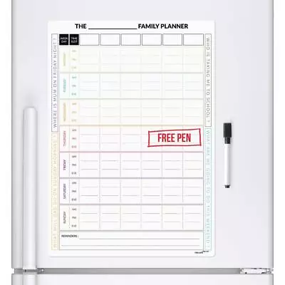 Magnetic Fridge FAMILY PLANNER Chore Rota Board Weekly Drywipe A3 Task Chart Pen • £7.99