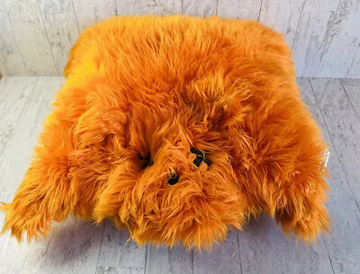 IKEA BASTIS Orange Pillow X Eyes Puppy Dog Tail RARE Shaggy Fluffy • £58.38