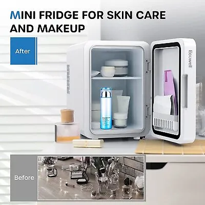 $62.99 • Buy Mini Bedroom, 8L Skincare Fridge With LED Mirror, AC/DC Small Refrigerator Gifts