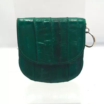 Eel Skin Small Green Bi-fold With Key Chain Wallet • $25