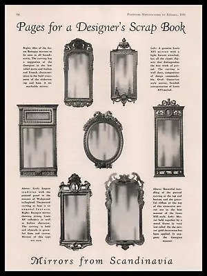 1930 Mirrors From Scandinavia Baroque Designer's Scrap Book Vintage Print Ad • $14.95