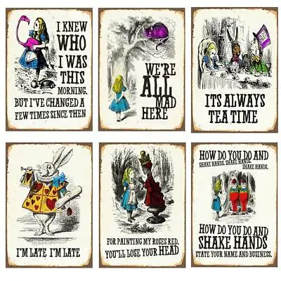 £22.09 • Buy Alice In Wonderland Vintage Retro Metal Wall Signs Quotes Plaque Decor 20 X 15