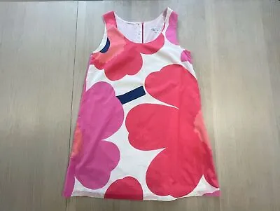 MARIMEKKO Unikko Pink Poppy Print Dress Vintage Shift Dress With Pockets Size M • $175.88