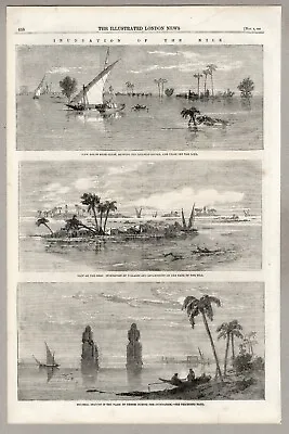 Inundation Of The Nile River Egypt Drawings Illustrated London News 1861 • £25