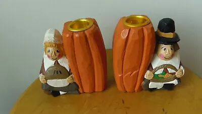 Midwest Of Cannon Falls Thanksgiving Pilgrim Candle Holders • $24.99