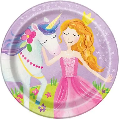 8 X 7  Magical Princess Paper Plates Girls Birthday Party Tableware Supplies • £3.25